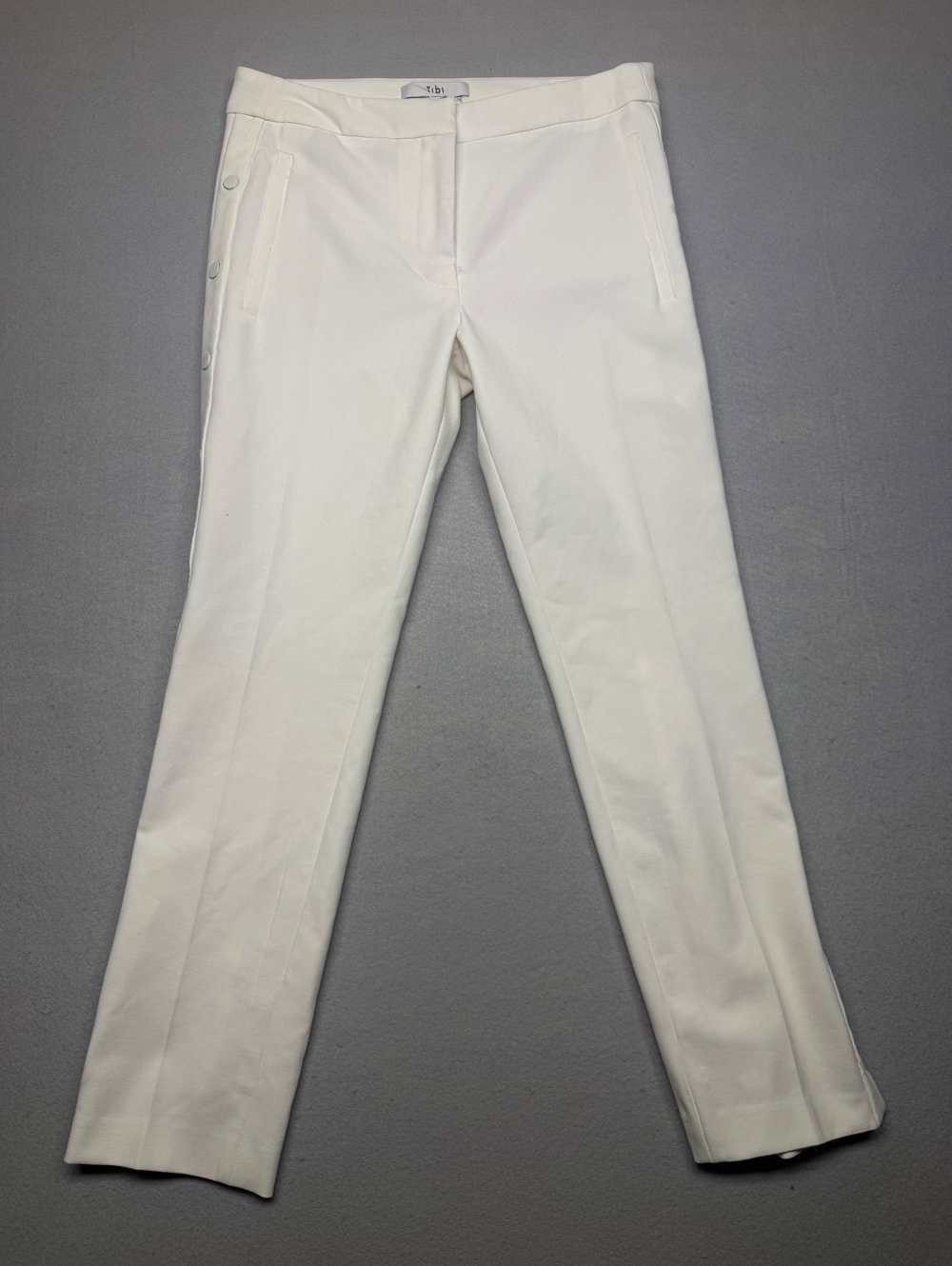 Tibi White Dress Pants Women 2 Elegant Slim Straight